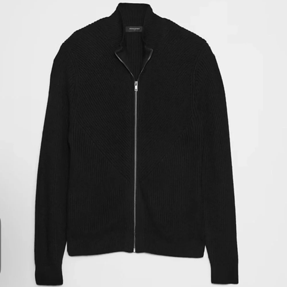 Banana Republic FISHERMAN SWEATER JACKET Black Men's Cardigan Sweater Size L‎